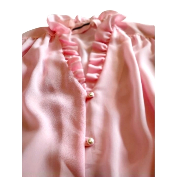 Vintage Ballerina Pink Women's Ruffled Sheer Top - Picture 6 of 6